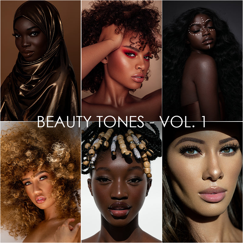 BEAUTY TONES VOL. 1<br />Lightroom Mobile,<br />Lightroom Desktop<br />& Camera Raw Presets